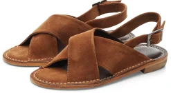 Sandalen|Freizeitschuhe * Astorflex Damen-Rauledersandale Cognac