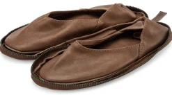 Hausschuhe * Werner Schuhe Damen-Reisepantoffel Leder Braun