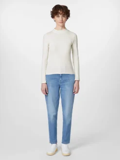 Shirts & Tops * Knowledge Cotton Apparel Damen-Rippenhirt Langarm Weiß