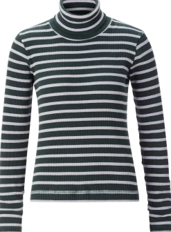 Shirts & Tops * LANIUS Damen-Rollkragenshirt gestreift Grün