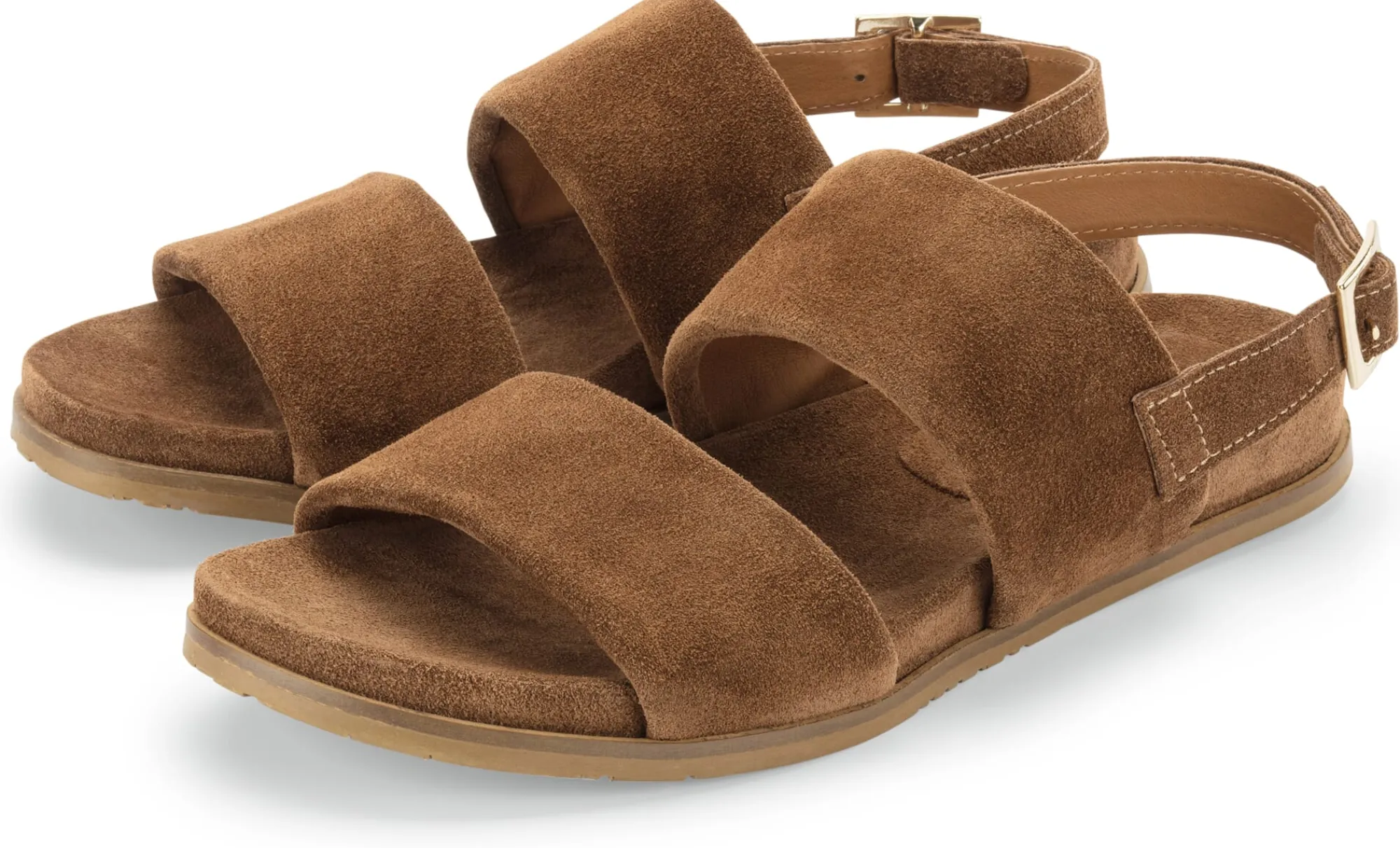 Sandalen|Freizeitschuhe * Ehm Damensandale Rauleder Cognac