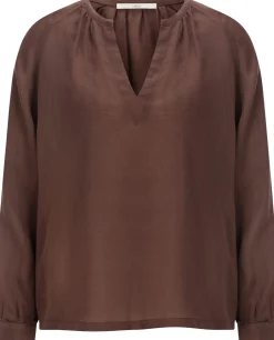 Blusen * LANIUS Damen-Schlupfbluse Ramie Braun