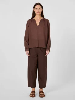 Blusen * LANIUS Damen-Schlupfbluse Ramie Braun