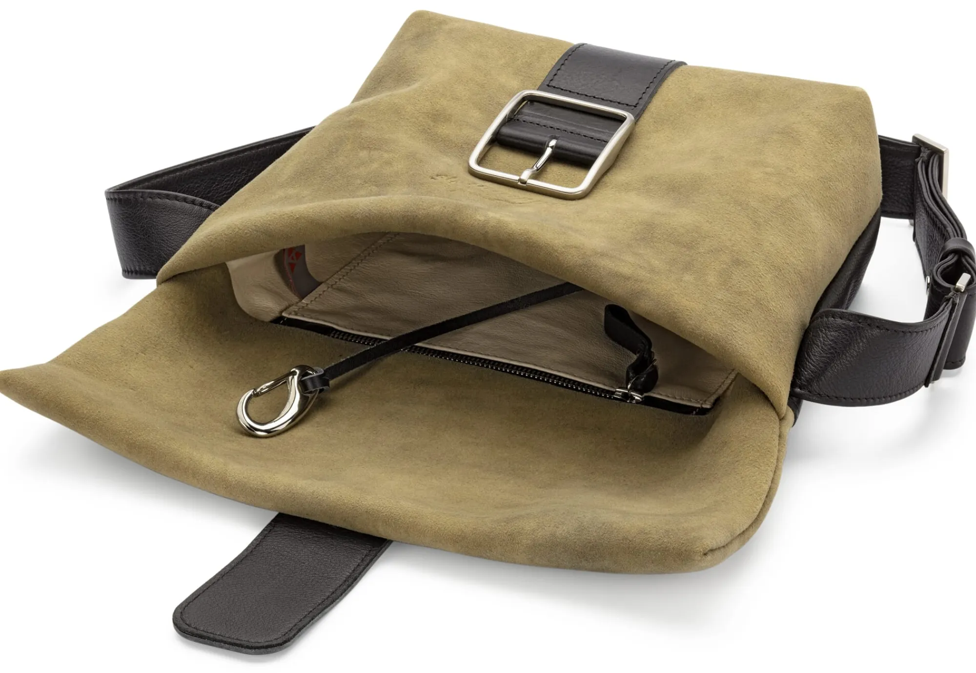 Umhänge- & Handtaschen|Handtaschen * Ackermann Taschenmanufaktur Damen-Schultertasche Hirschleder, Oliv