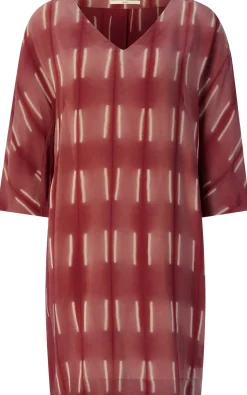 Kleider * LANIUS Damen-Seidenkleid gemustert Mattrot