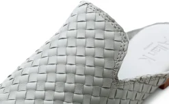 Klassische Damenschuhe * Allan K Damen-Slipper geflochten Hellgrau