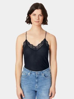 Shirts & Tops * LANIUS Damen-Spitzentop Dunkelblau
