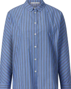 Blusen * LANIUS Damen-Streifenhemd Mittelblau