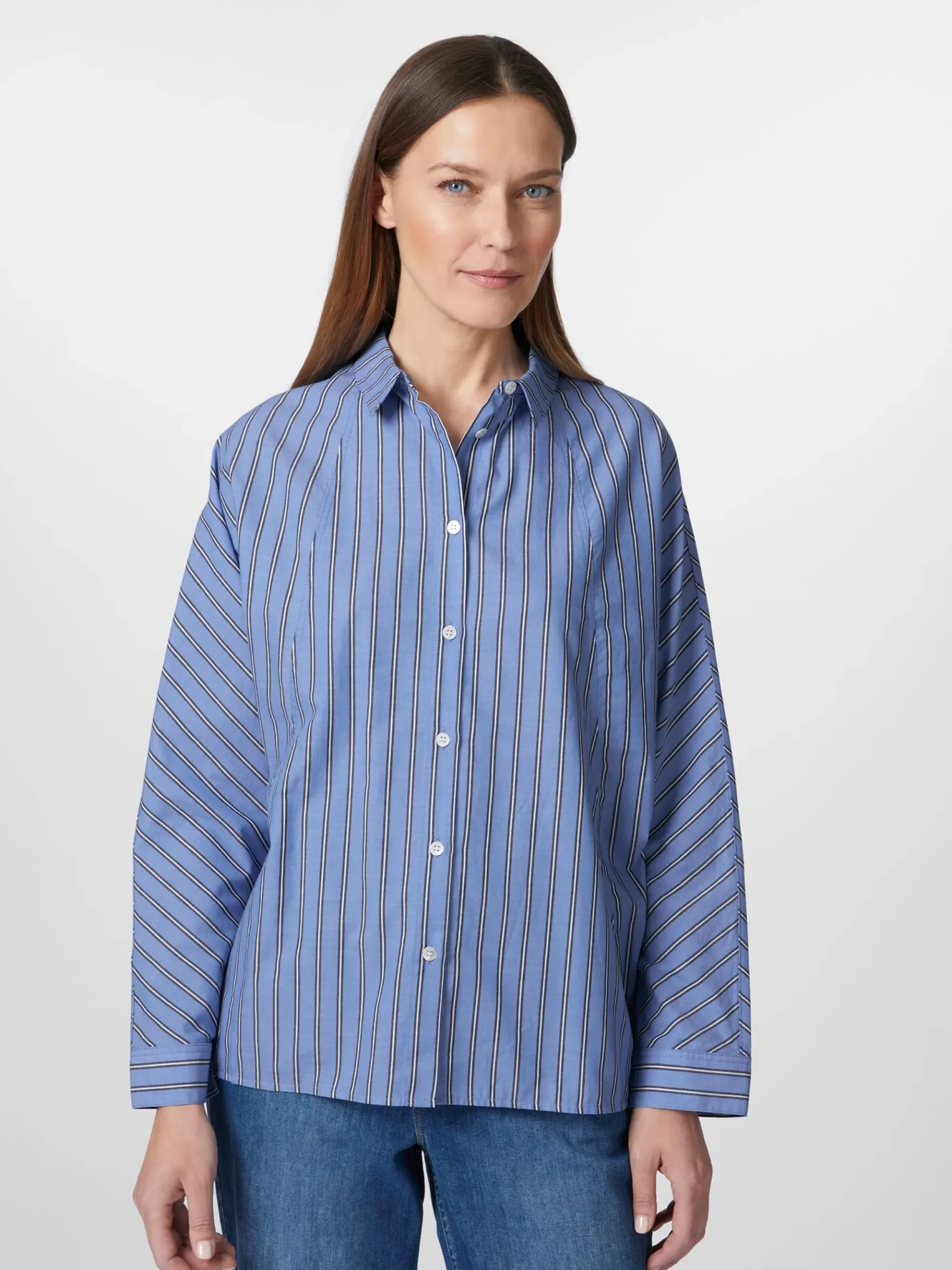 Blusen * LANIUS Damen-Streifenhemd Mittelblau