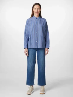 Blusen * LANIUS Damen-Streifenhemd Mittelblau