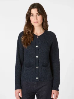 Strickjacken * Les Racines du Ciel Damen-Strickjacke Alpaka Dunkelblau