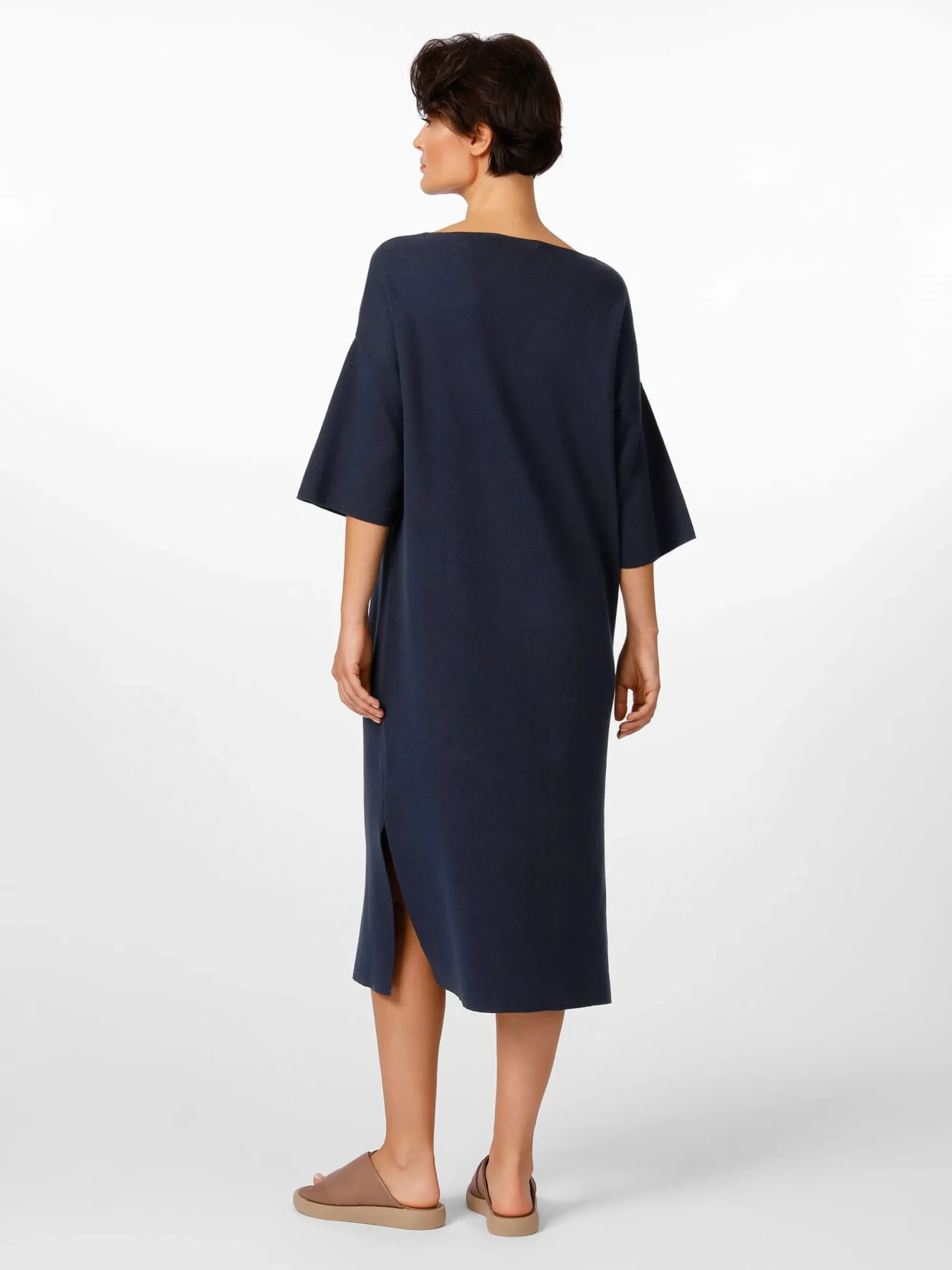 Kleider * LANIUS Damen-Strickkleid V-Ausschnitt Dunkelblau