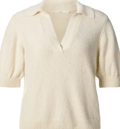 Shirts & Tops * LANIUS Damen-Strickpolo Bouclé Naturweiß