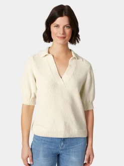 Shirts & Tops * LANIUS Damen-Strickpolo Bouclé Naturweiß