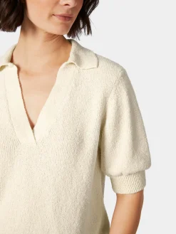 Shirts & Tops * LANIUS Damen-Strickpolo Bouclé Naturweiß