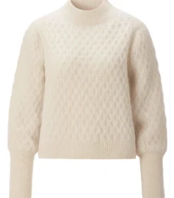 Pullover * LANIUS Damen-Strickpullover Alpaka Naturweiß