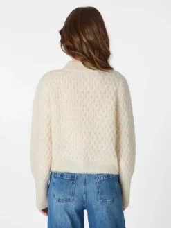 Pullover * LANIUS Damen-Strickpullover Alpaka Naturweiß