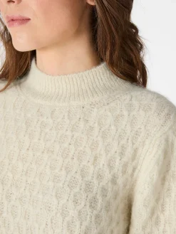 Pullover * LANIUS Damen-Strickpullover Alpaka Naturweiß
