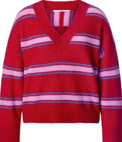 Pullover * LANIUS Damen-Strickpullover gestreift Rot