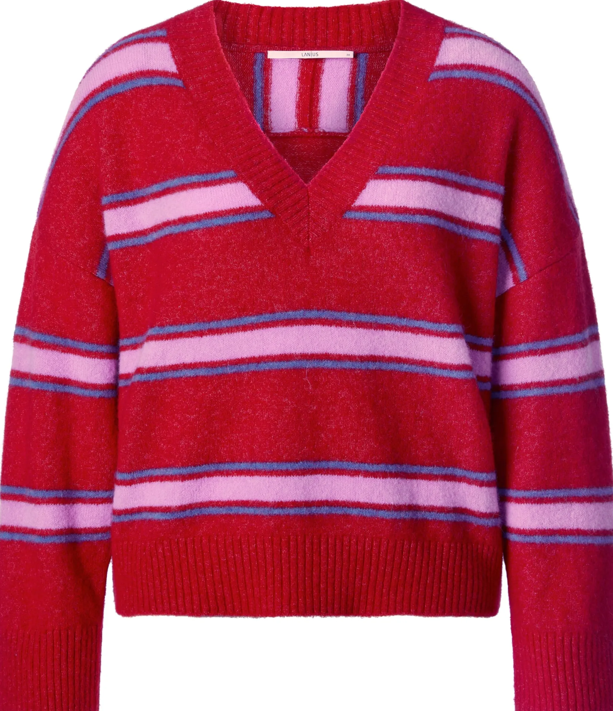 Pullover * LANIUS Damen-Strickpullover gestreift Rot