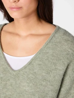 Pullover * LANIUS Damen-Strickpullover V-Ausschnitt Hellgrün