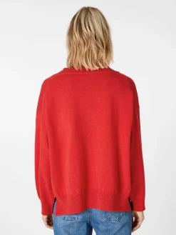 Pullover * LANIUS Damen-Strickpullover V-Ausschnitt Rot