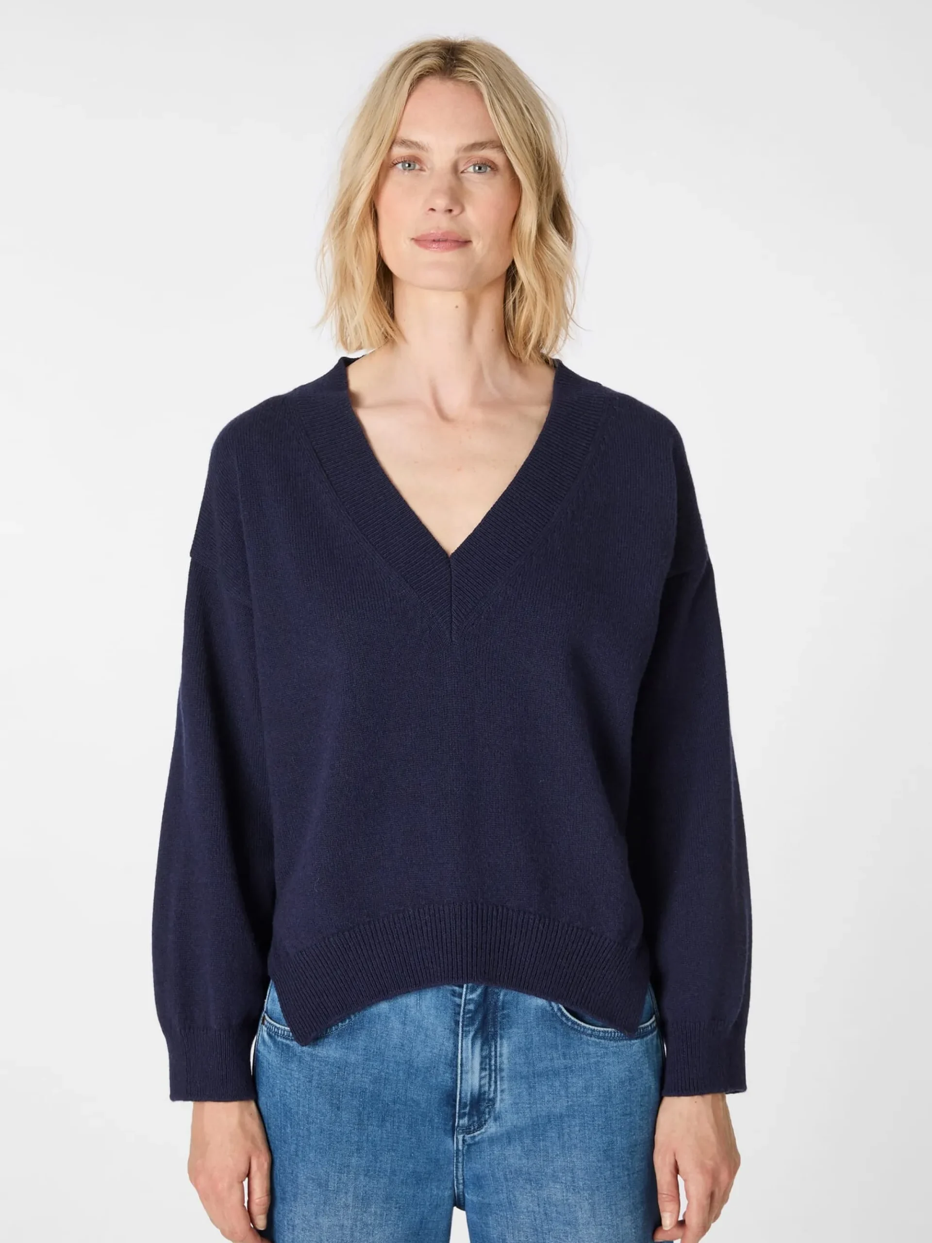 Pullover * LANIUS Damen-Strickpullover V-Ausschnitt Navy