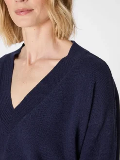 Pullover * LANIUS Damen-Strickpullover V-Ausschnitt Navy