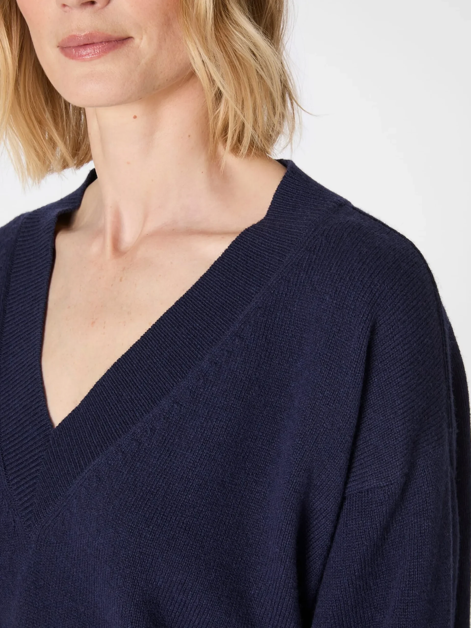 Pullover * LANIUS Damen-Strickpullover V-Ausschnitt Navy
