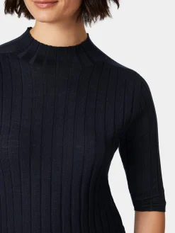 Shirts & Tops * LANIUS Damen-Strickshirt Halbarm Dunkelblau