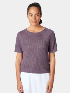 Shirts & Tops * Les Racines du Ciel Damen-trickhirt Halbarm Leinen Flieder