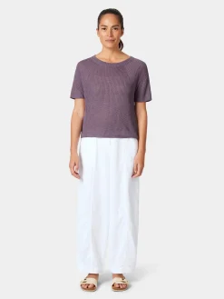 Shirts & Tops * Les Racines du Ciel Damen-trickhirt Halbarm Leinen Flieder