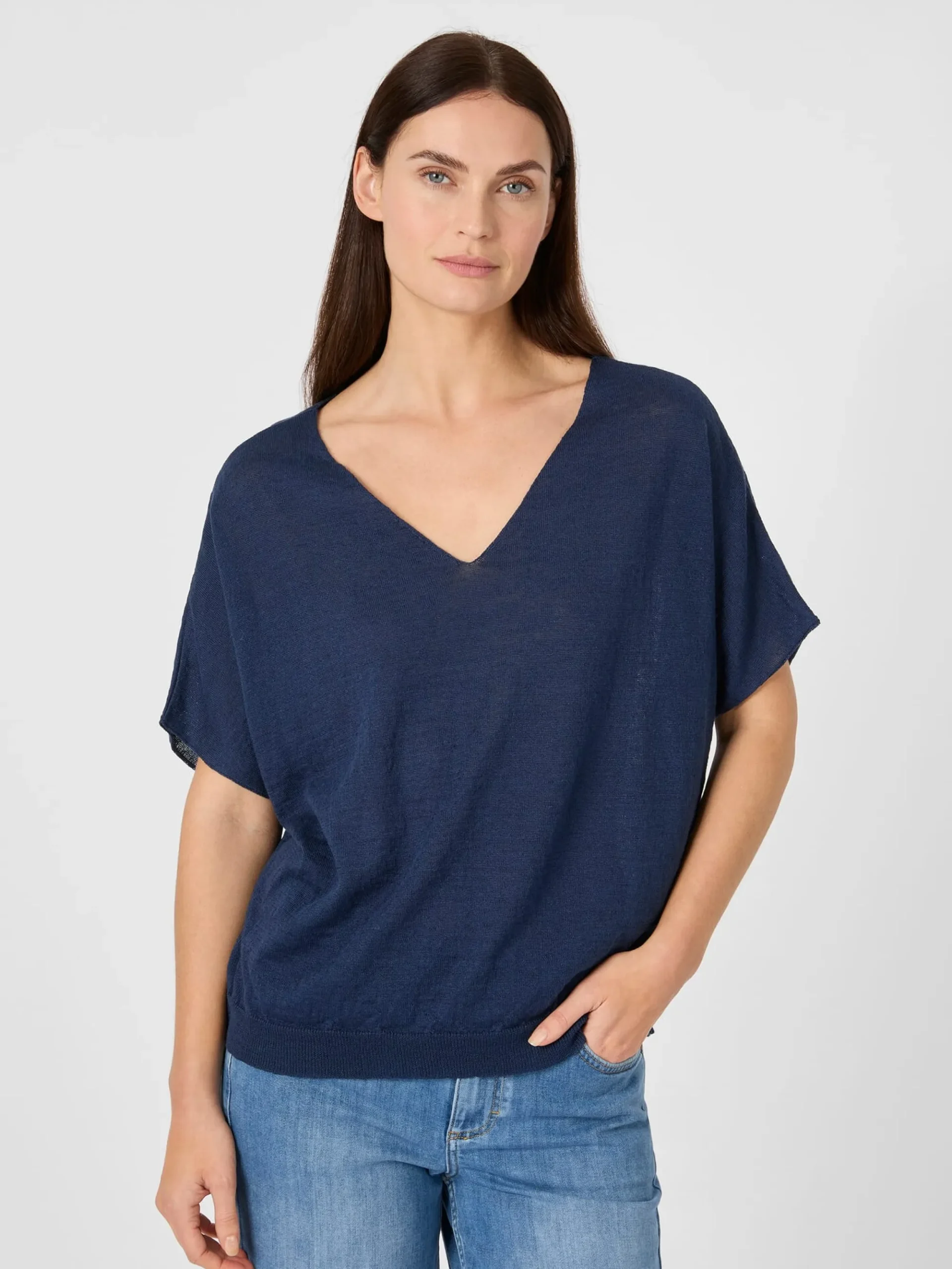 Shirts & Tops * Les Racines du Ciel Daen-trickhirt V-Auchnitt Navy