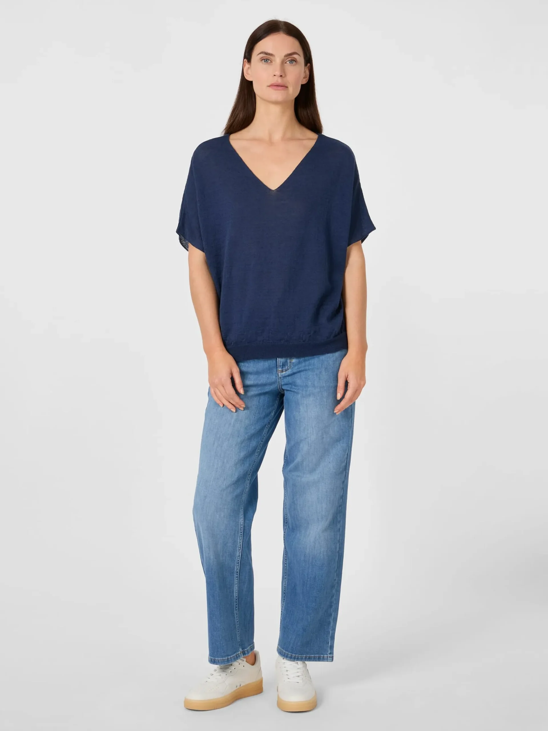 Shirts & Tops * Les Racines du Ciel Daen-trickhirt V-Auchnitt Navy