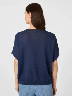 Shirts & Tops * Les Racines du Ciel Daen-trickhirt V-Auchnitt Navy