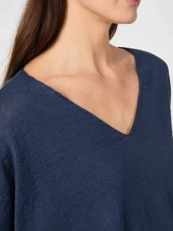 Shirts & Tops * Les Racines du Ciel Daen-trickhirt V-Auchnitt Navy