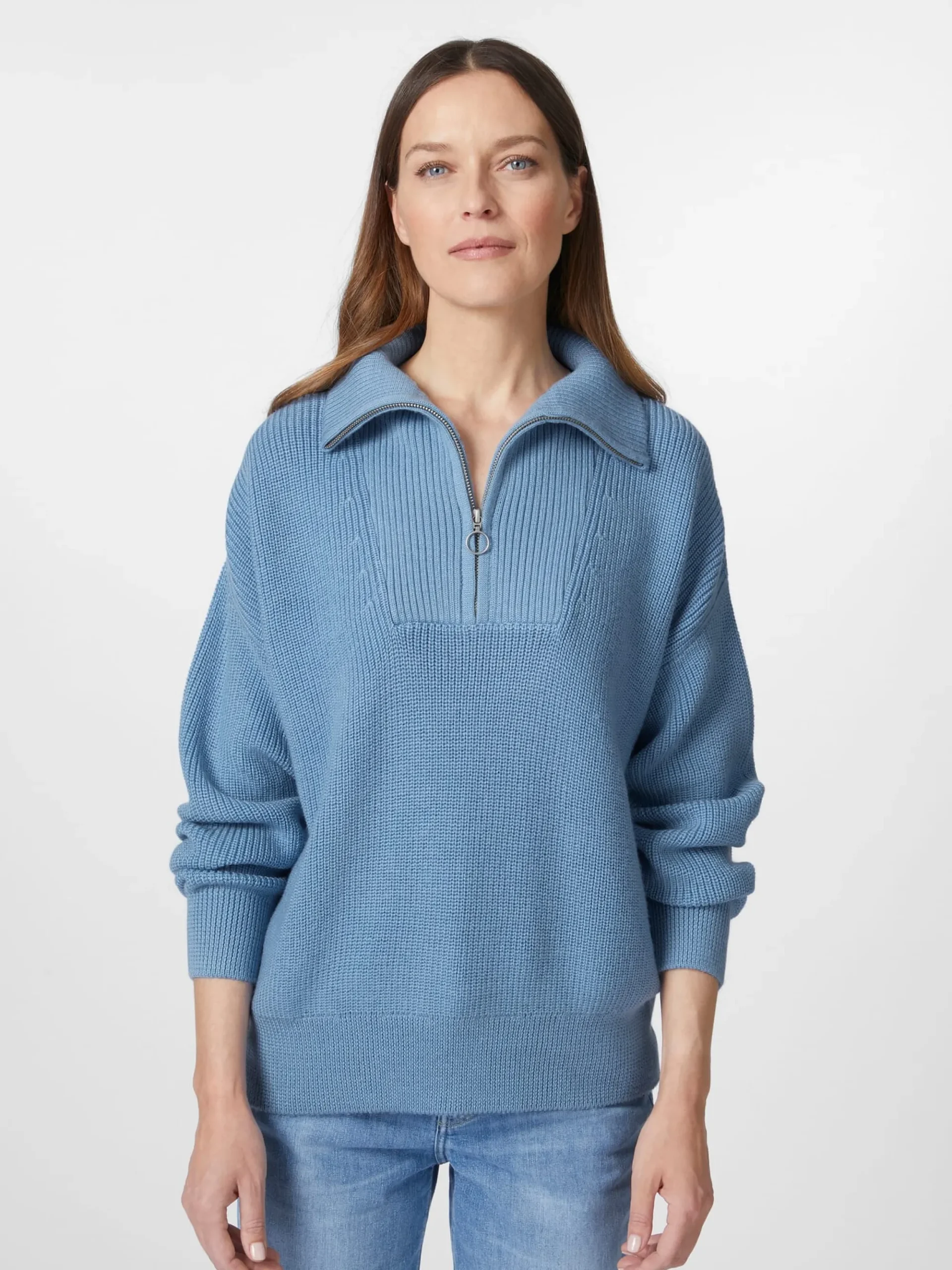 Pullover * Knowledge Cotton Apparel Damen-Stricktroyer Mittelblau