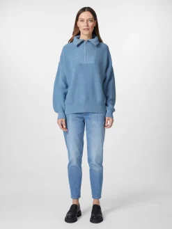 Pullover * Knowledge Cotton Apparel Damen-Stricktroyer Mittelblau