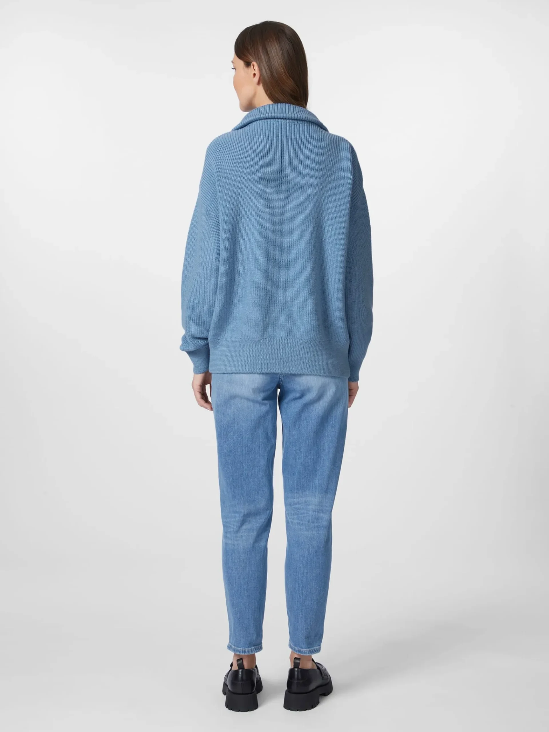 Pullover * Knowledge Cotton Apparel Damen-Stricktroyer Mittelblau