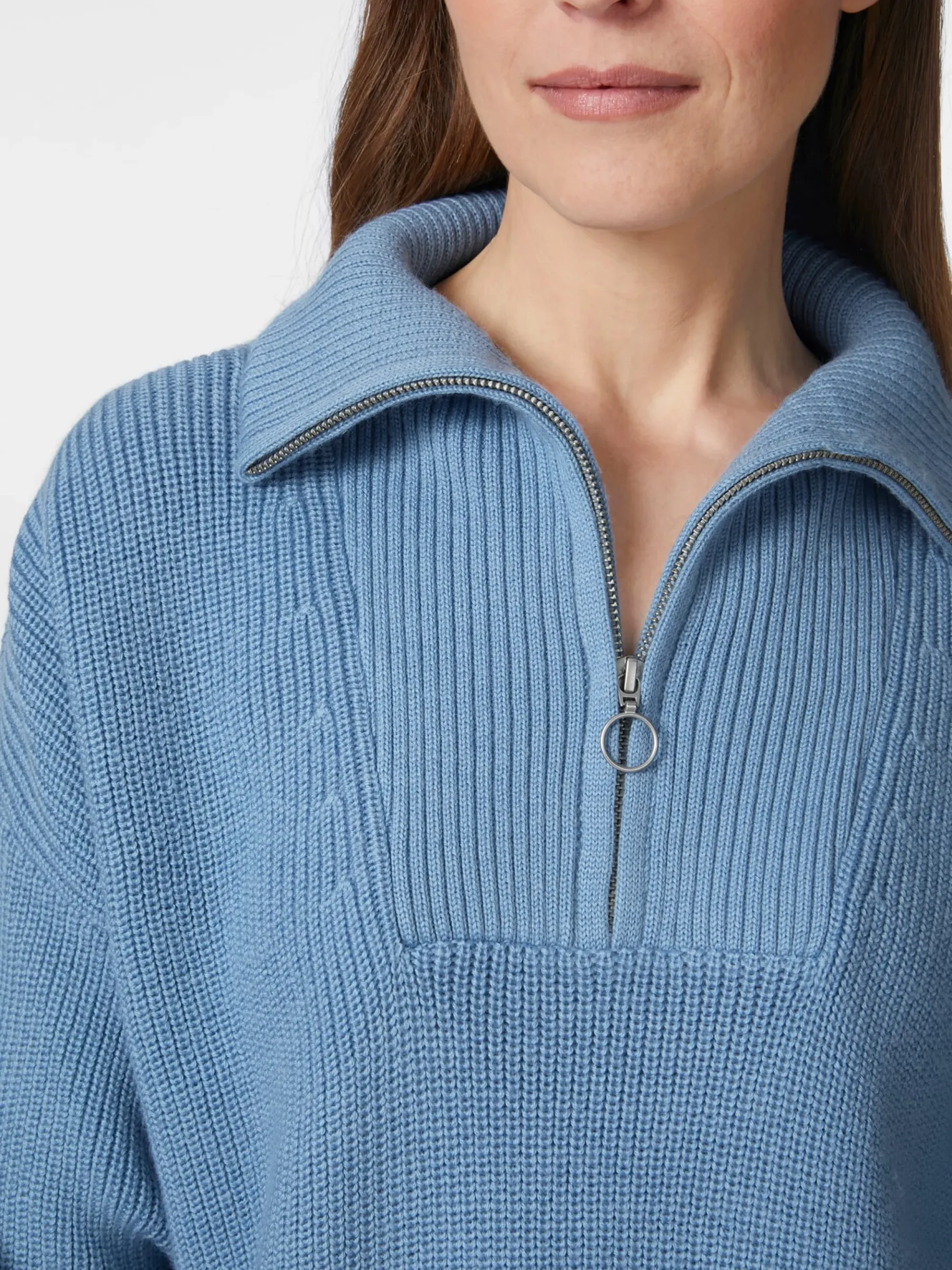 Pullover * Knowledge Cotton Apparel Damen-Stricktroyer Mittelblau