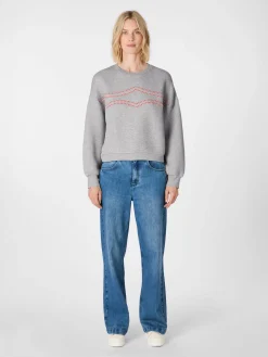 Sweatshirts & Hoodies|Pullover * LANIUS Damen-Sweatshirt mit Stickerei Hellgrau