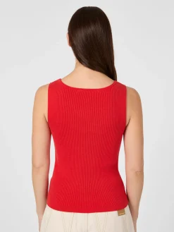 Shirts & Tops * LANIUS Damentop Rippenstrick Rot