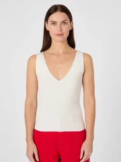 Shirts & Tops * LANIUS Damentop Rippenstrick Weiß