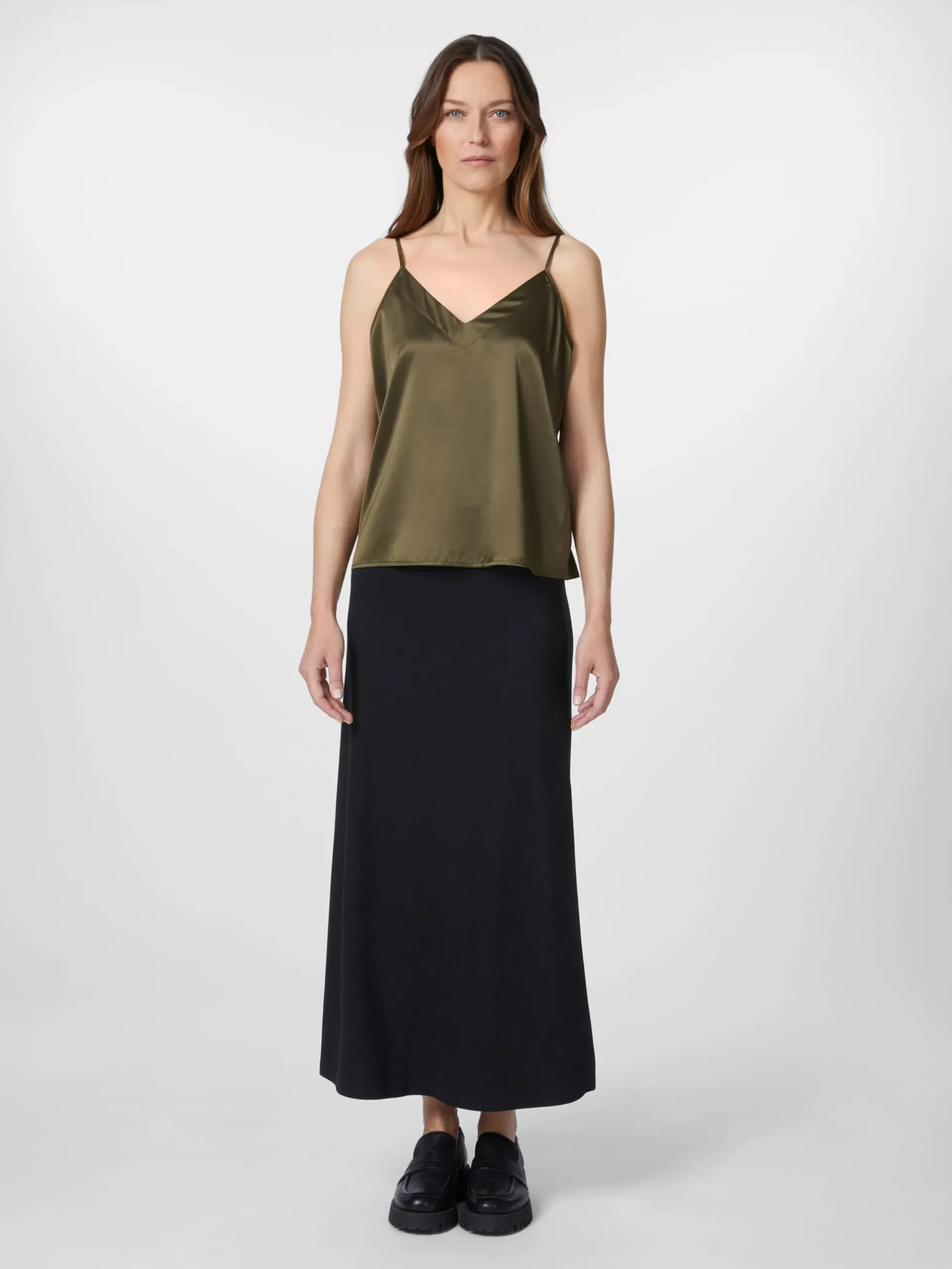 Shirts & Tops * LANIUS Damentop Seidensatin Oliv