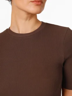 Shirts & Tops * Knowledge Cotton Apparel Damen-T-Shirt gerippt Braun