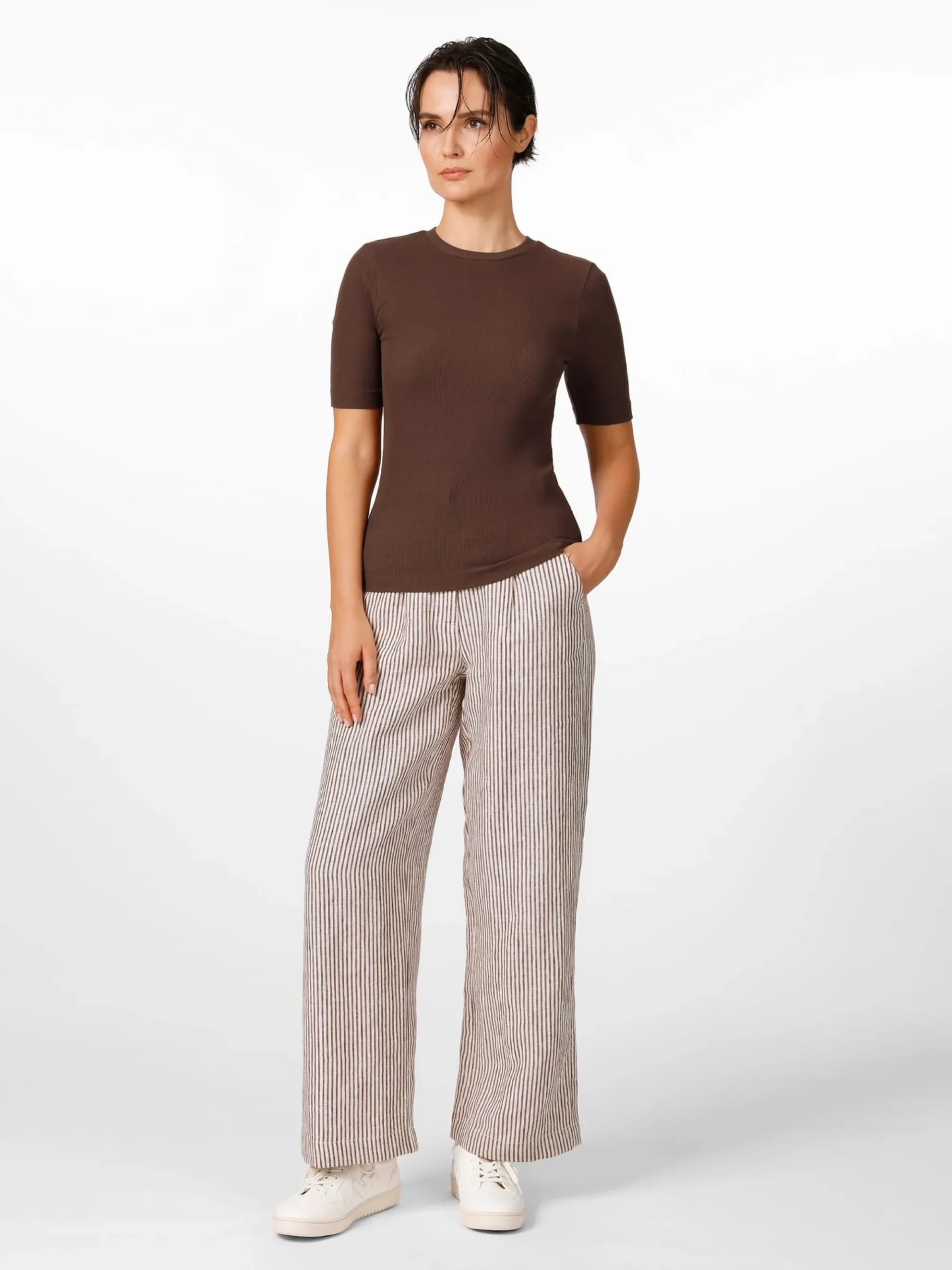 Shirts & Tops * Knowledge Cotton Apparel Damen-T-Shirt gerippt Braun