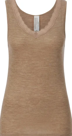 Wäsche * Comazo Damen-Unterhemd Wolle-Seide Camel