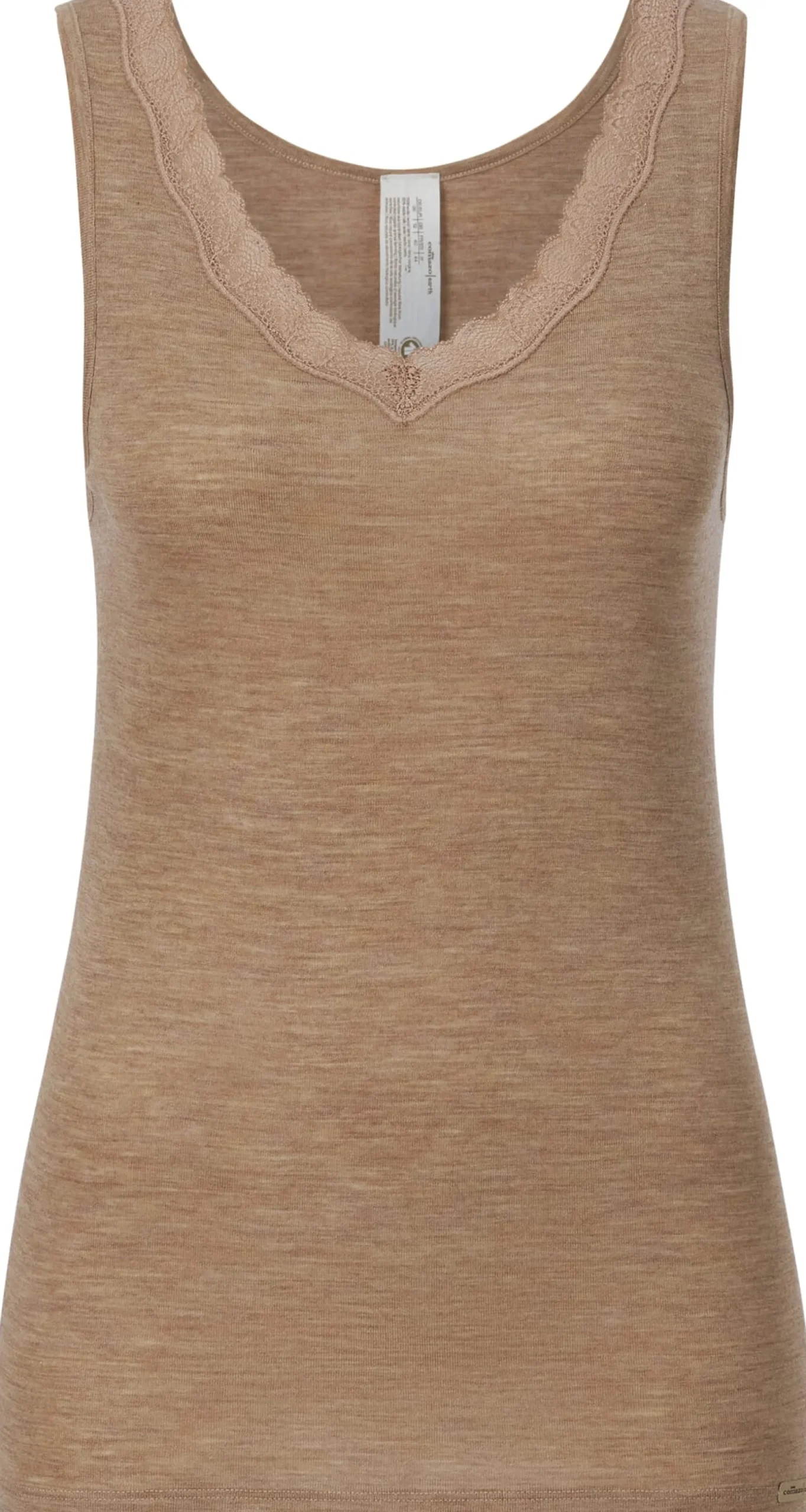Wäsche * Comazo Damen-Unterhemd Wolle-Seide Camel