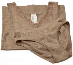 Wäsche * Comazo Damen-Unterhemd Wolle-Seide Camel