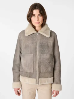 Jacken * Wunderfell Damen-Wendejacke Lammfell Hellgrau